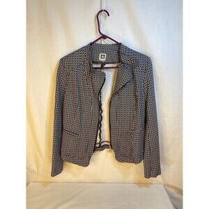 Annie Klein Women’s Medium Blazer, light Coat, Black and White Gold Zipper, Med